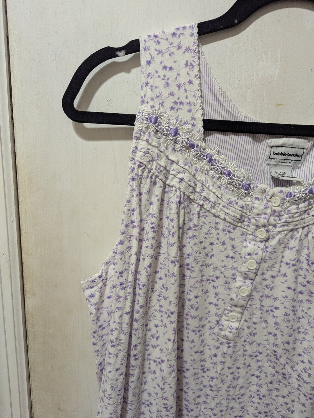 Bobbie Brooks XL Light Lavender Floral Sleeveless Nightgown - Picture 2 of 7